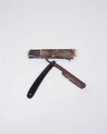 Antique Straight Razor with Wood Handle and Case