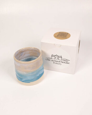 The School House Pottery Flat White Ceramic Mug with Blue Glaze