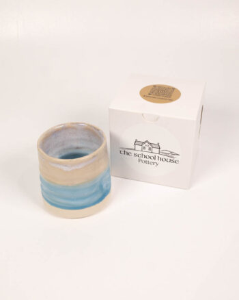 The School House Pottery Flat White Ceramic Mug with Blue Glaze
