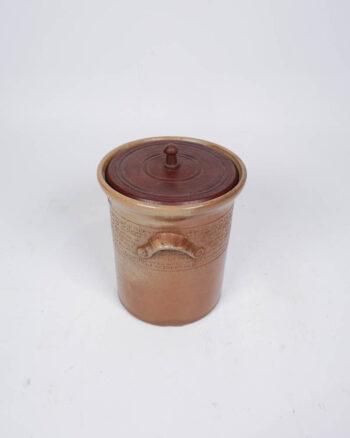 Vintage Stoneware Lidded Storage Jar with Wood Lid