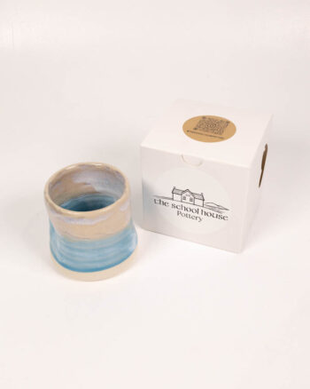 The School House Pottery Flat White Ceramic Mug with Blue Glaze