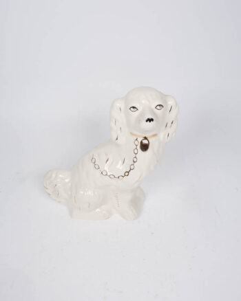 Vintage pair of Ceramic Dog Figurines with Gold Chain Details