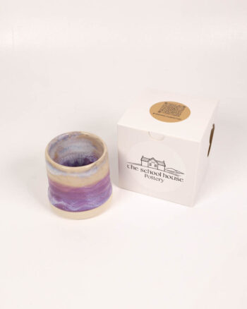 The School House Pottery Flat White Ceramic Mug with Purple Glaze Detail
