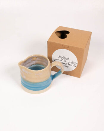 The School House Pottery Small Ceramic Jug with Blue Glaze Detailing