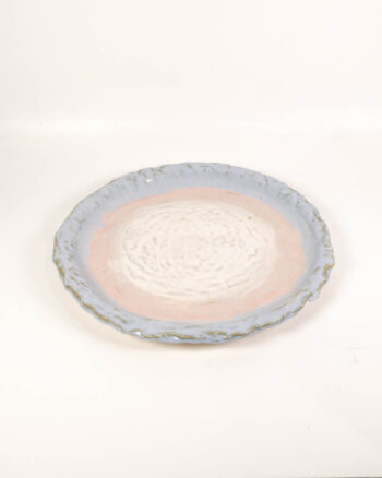 The School House Pottery Ceramic Plate with Pink and Blue Glaze