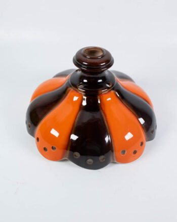 Retro Orange and Brown Ceramic Lampshade with Vents