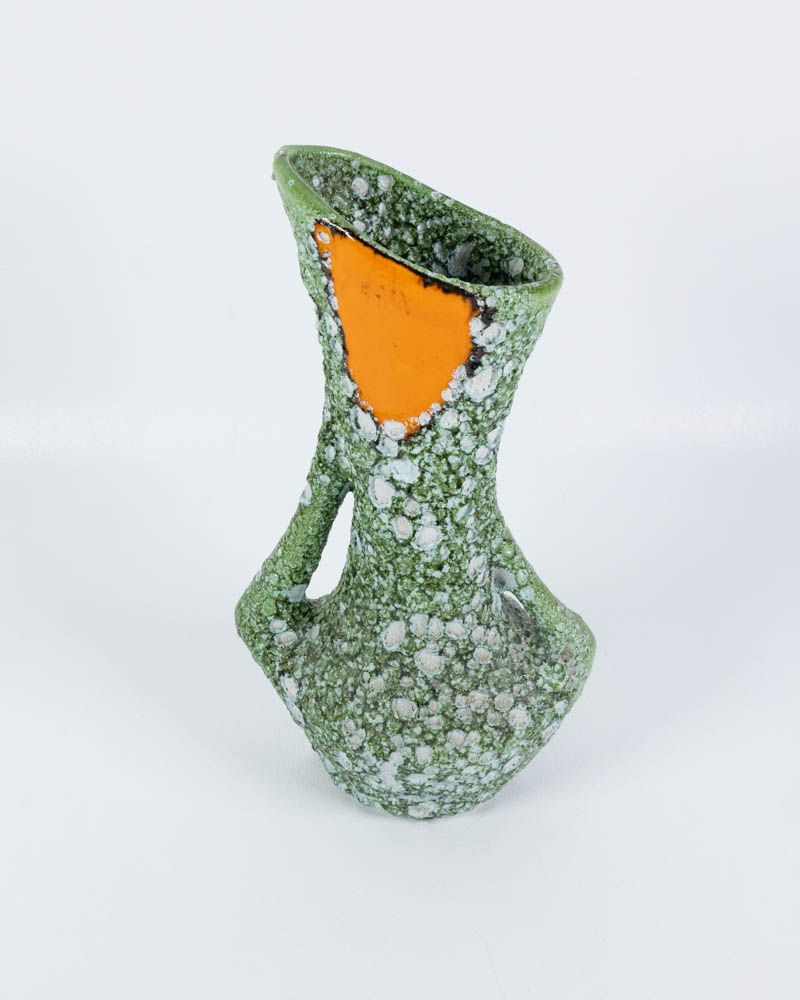 Mid-Century Ceramic Vase with Orange Accent