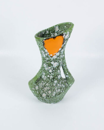 Mid-Century Ceramic Vase with Orange Accent