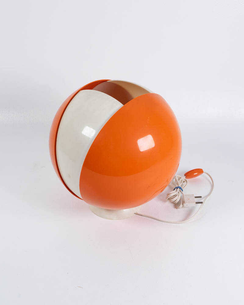 Mid-Century Orange Plastic Globe Lamp with Switch