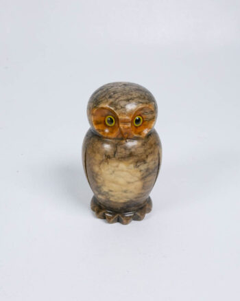 Italian Alabaster Owl Figurine with Marbled Effect