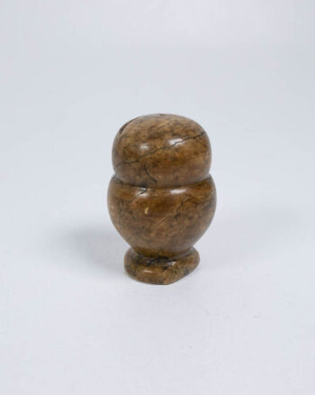 Italian Alabaster Carved Owl Figurine with Amber Eyes