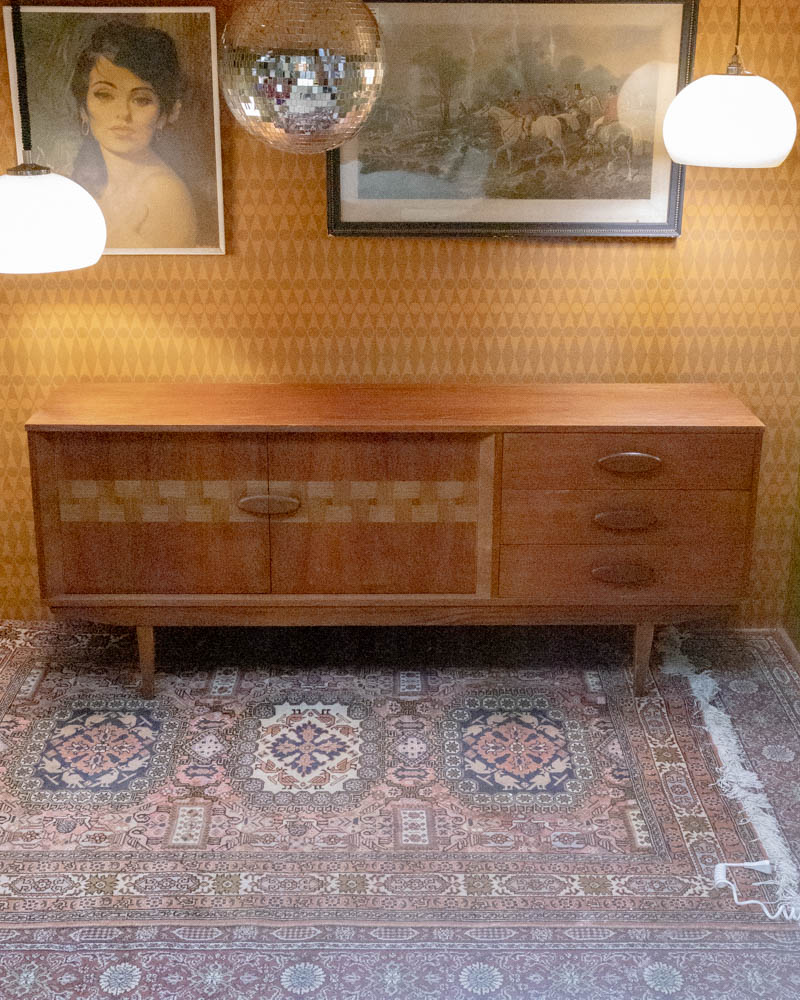Mid-Century Teak Sideboard with Woven Door Panel