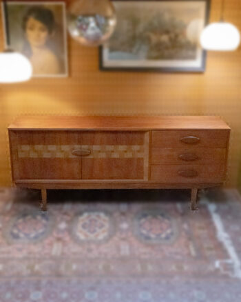Mid-Century Teak Sideboard with Woven Door Panel