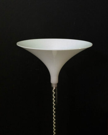 Modernist White Plastic Floor Lamp with Spiral Stem