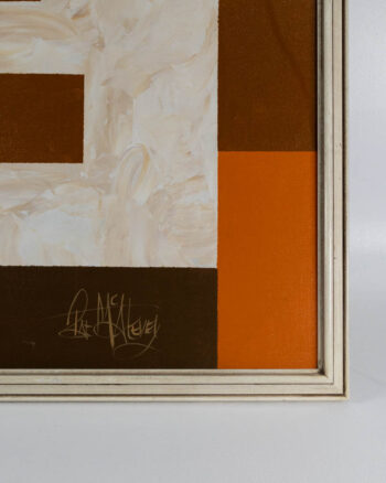 Mid-Century Abstract Painting with Brown and Orange Blocks