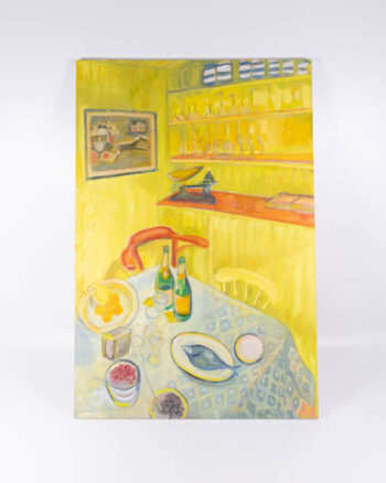 ‘Fish Supper’ Oil on Wood Painting Unframed by Fleur Jackson