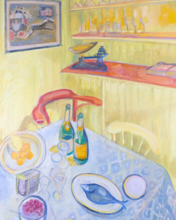 ‘Fish Supper’ Oil on Wood Painting Unframed by Fleur Jackson