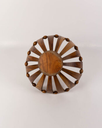Vintage Wooden Fruit Bowl with Handle