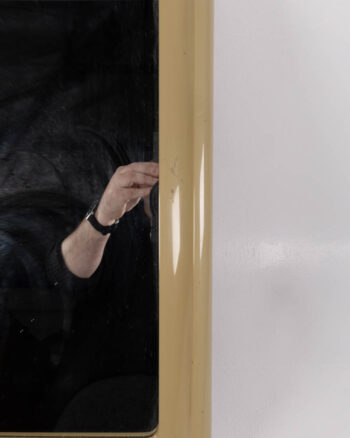 Retro Cream Metal Framed Square Wall Mirror with Hangers