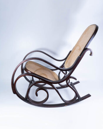 Bentwood Rocking Chair with Rattan Seat and Back