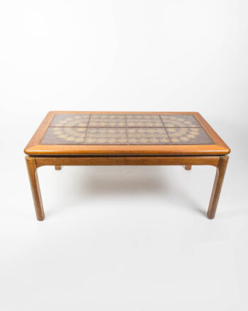 Mid Century Wood Coffee Table with Tile Top