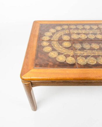 Mid Century Wood Coffee Table with Tile Top
