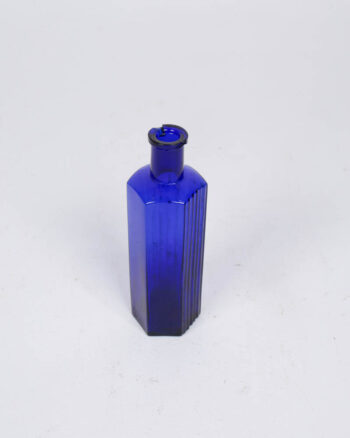 Antique Cobalt Blue Ribbed Glass Poison Bottle (8cm)