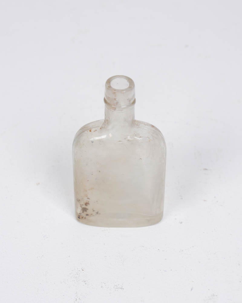 Antique Clear Glass whiskey Bottle with Square Base (12cm)