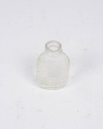 Vintage Embossed Clear Glass Bottle with Markings (7cm)