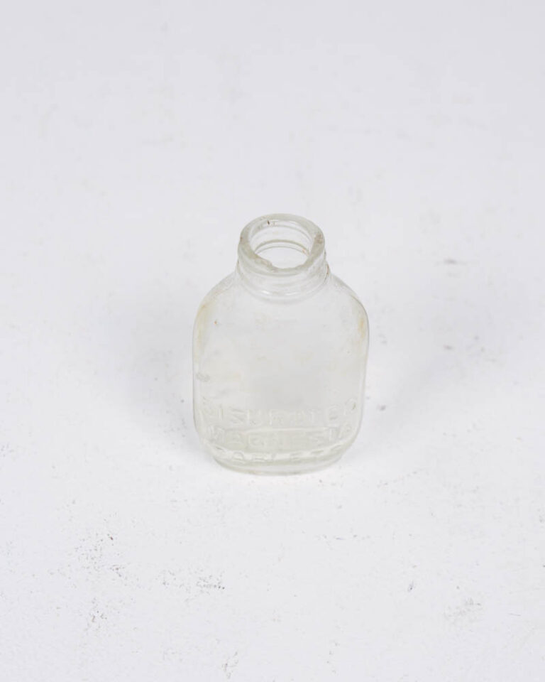Vintage Embossed Clear Glass Bottle with Markings (7cm)