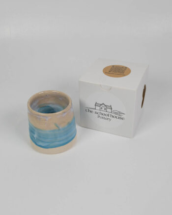 The School House Pottery Ceramic Mug with Blue Glaze Detail