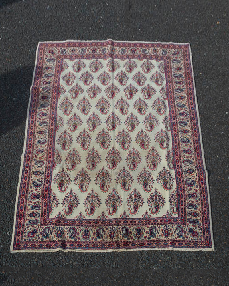Fine Hand Woven Vintage Persian Wool Rug with Paisley Design – 14-17CH