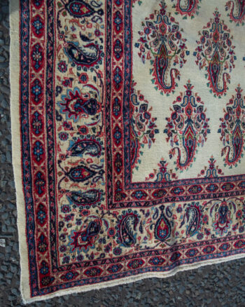 Fine Hand Woven Vintage Persian Wool Rug with Paisley Design – 14-17CH