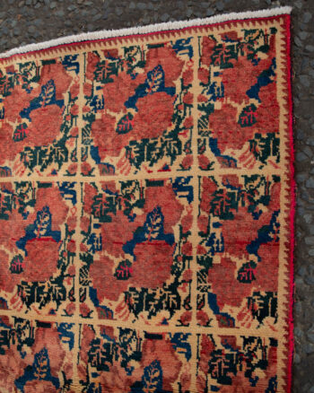 Vintage Hand Woven Kirman Floral Wool Rug with Fringed Edge – 5-17CH