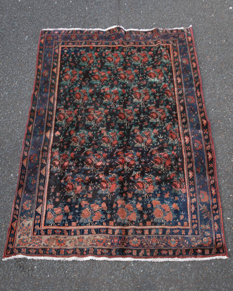 Vintage Persian Thick Pile Kirman Wool Rug with All Over Floral Design – 6-17CH