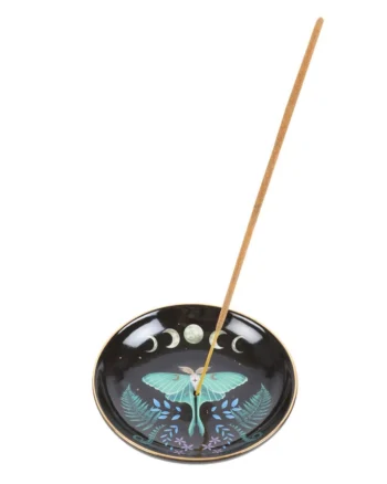 Ceramic Incense Holder with Luna Moth Design