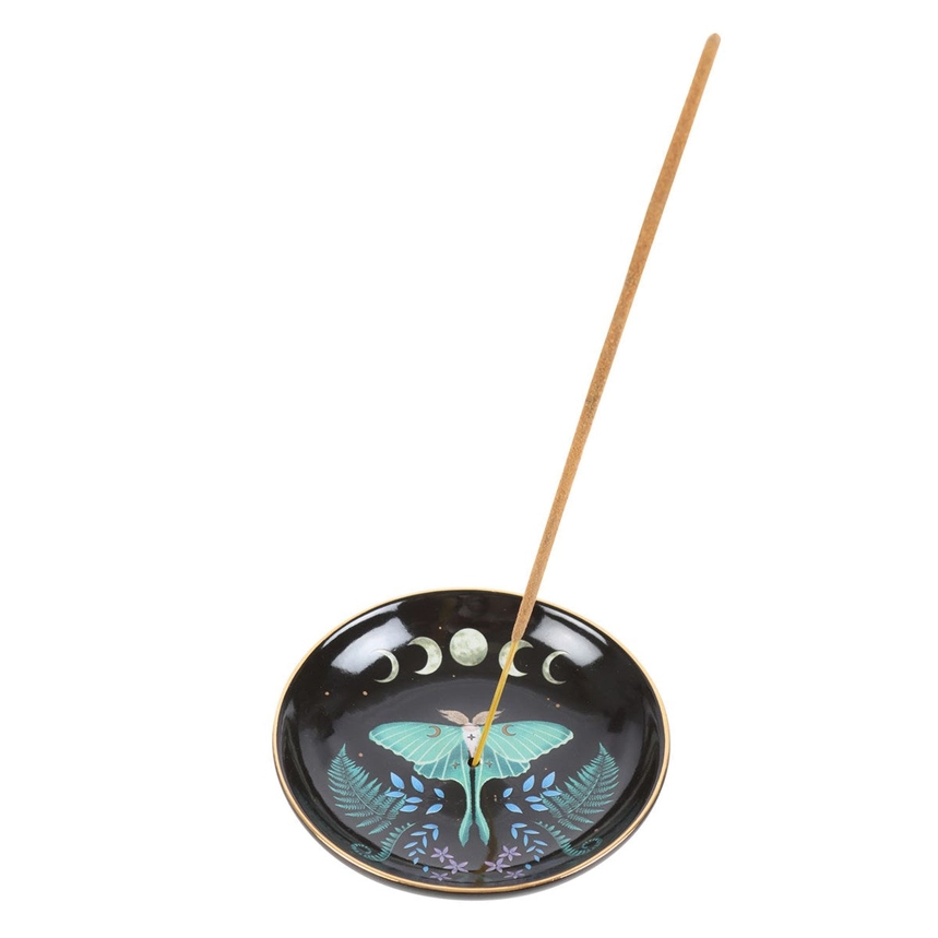Ceramic Incense Holder with Luna Moth Design