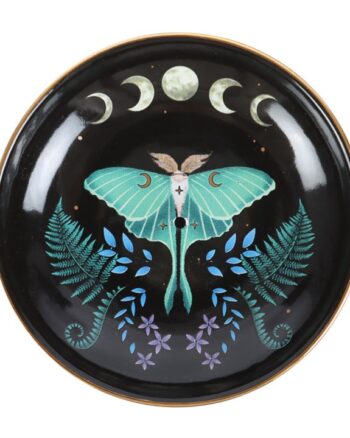 Ceramic Incense Holder with Luna Moth Design