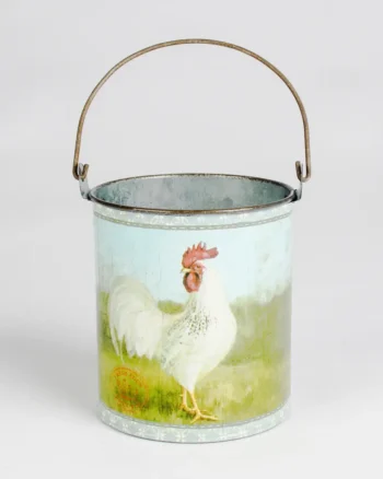 Metal Cockerel Pot with Handle
