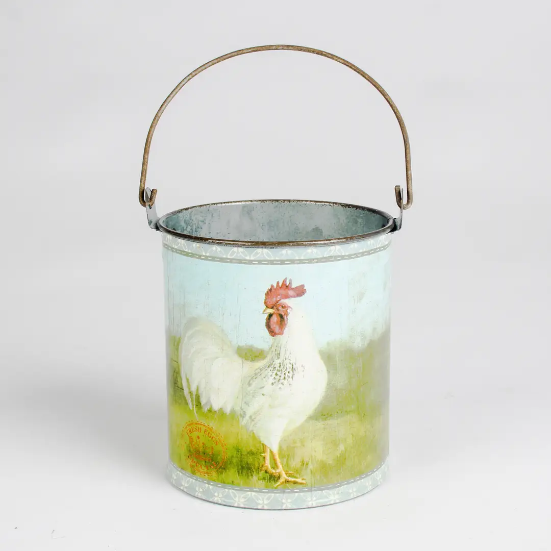 Metal Cockerel Pot with Handle