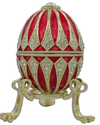 Red Enamel Jeweled Royal Inspired Imperial Metal Easter Egg