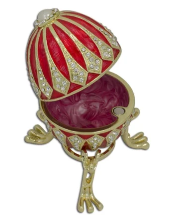 Red Enamel Jeweled Royal Inspired Imperial Metal Easter Egg