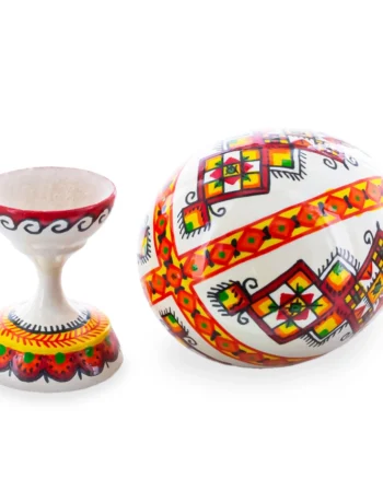 Rhombus Ukrainian Wooden Easter Egg Pysanka On A Stand