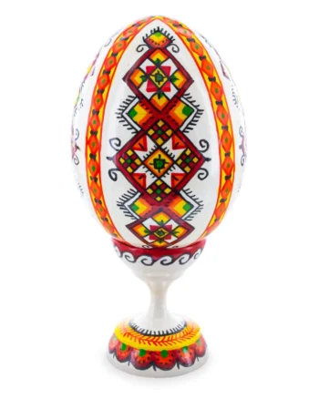 Rhombus Ukrainian Wooden Easter Egg Pysanka On A Stand