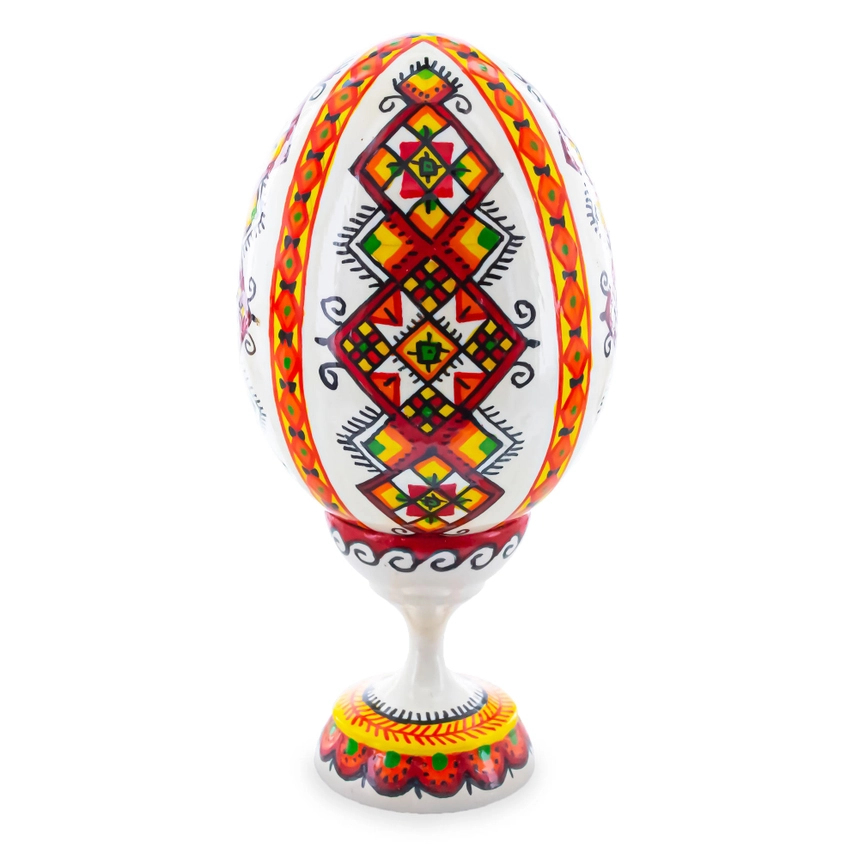 Rhombus Ukrainian Wooden Easter Egg Pysanka On A Stand