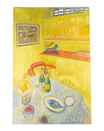 ‘Fish Supper’ Oil on Wood Painting Unframed by Fleur Jackson