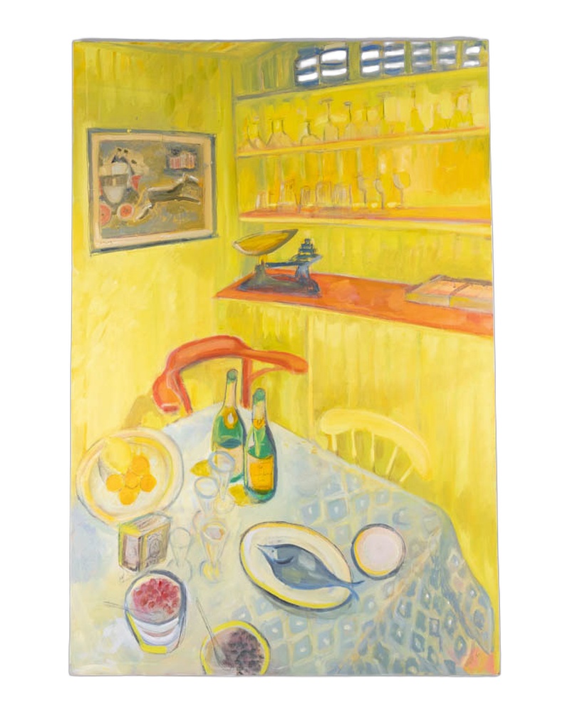 ‘Fish Supper’ Oil on Wood Painting Unframed by Fleur Jackson