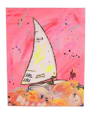 ‘Hot Pursuit’ Kate Broderick Sailboat Painting on Canvas