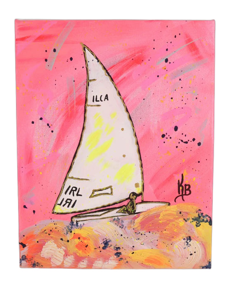 ‘Hot Pursuit’ Kate Broderick Sailboat Painting on Canvas