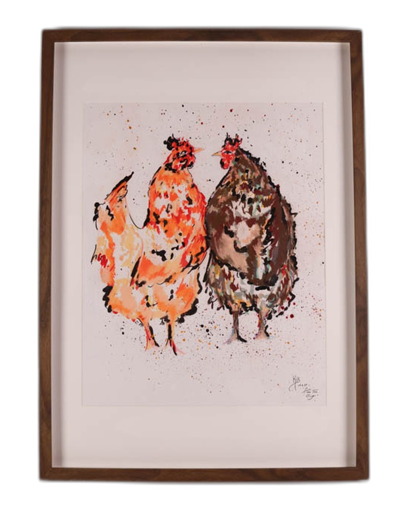 ‘Spill The Tea Ginger’ Framed Chicken Painting by Kate Broderick